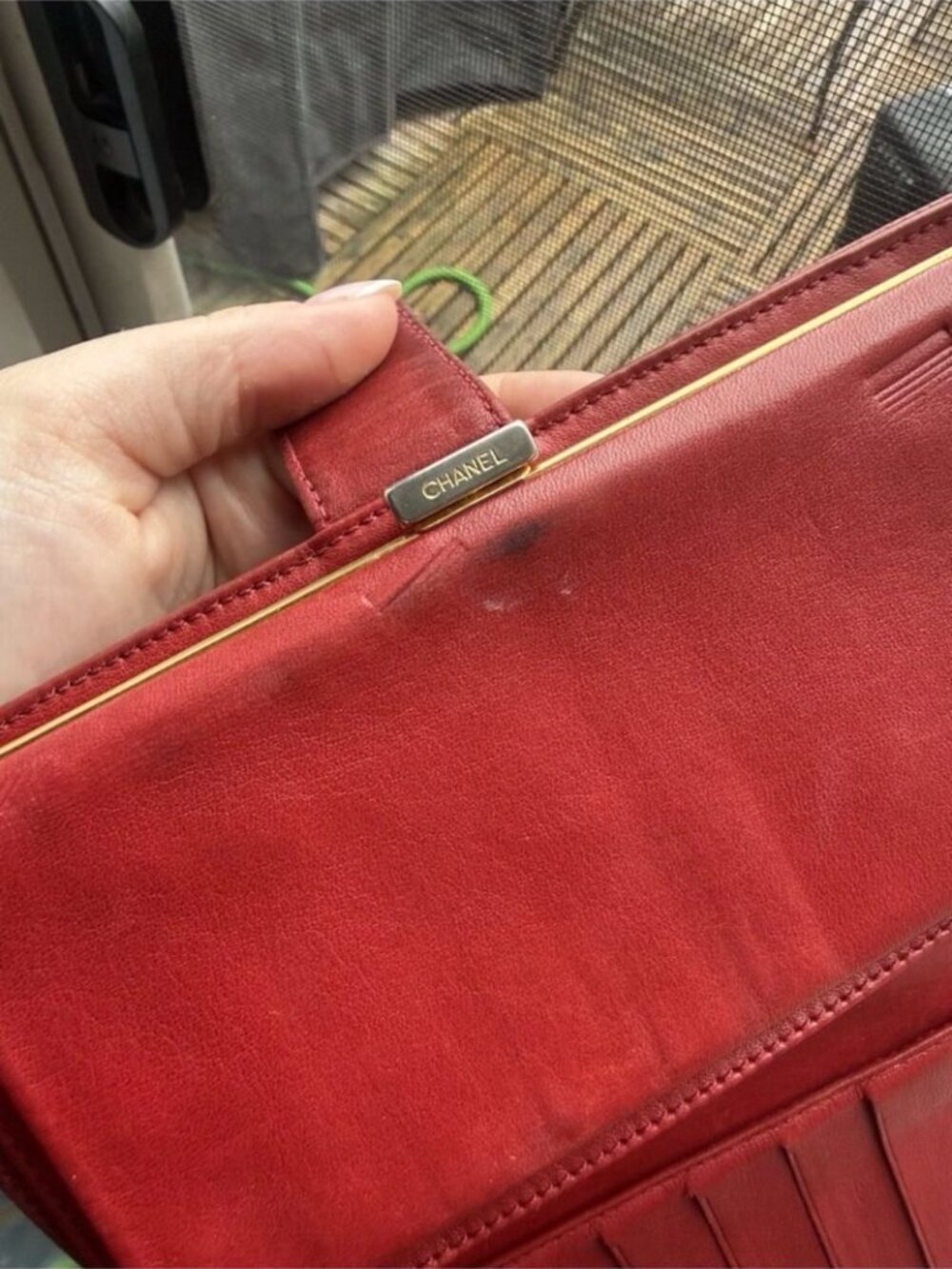 CHANEL Vtg Authentic Red Caviar Leather Long Wallet with Embossed CC - Picture 7 of 12